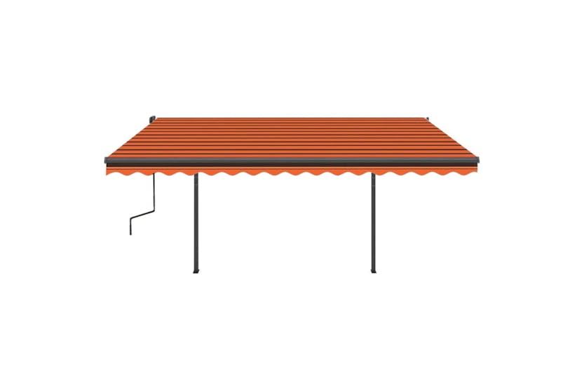 vidaXL 3070220 Manual Retractable Awning With Posts 4x3.5 M Orange And Brown vidaXL 3070220 Manual Retractable Awning With Posts 4x3.5 M Orange And Brown