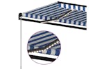 Vidaxl Manual Retractable Awning With Led 400x300 Cm Blue And White Vidaxl Manual Retractable Awning With Led 400x300 Cm Blue And White
