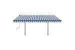 vidaXL 3070221 Manual Retractable Awning With Led 4x3.5 M Blue And White vidaXL 3070221 Manual Retractable Awning With Led 4x3.5 M Blue And White