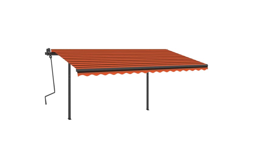 vidaXL 3070220 Manual Retractable Awning With Posts 4x3.5 M Orange And Brown vidaXL 3070220 Manual Retractable Awning With Posts 4x3.5 M Orange And Brown