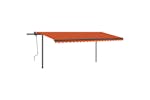 vidaXL 3070260 Manual Retractable Awning With Posts 5x3.5 M Orange And Brown vidaXL 3070260 Manual Retractable Awning With Posts 5x3.5 M Orange And Brown
