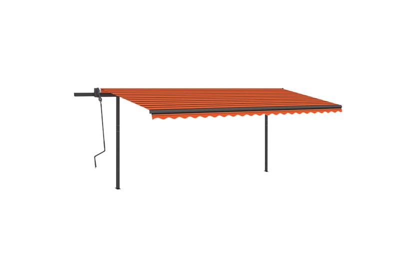 vidaXL 3070260 Manual Retractable Awning With Posts 5x3.5 M Orange And Brown vidaXL 3070260 Manual Retractable Awning With Posts 5x3.5 M Orange And Brown