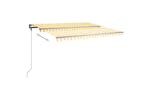 vidaXL 3070218 Manual Retractable Awning With Posts 4x3.5 M Yellow And White vidaXL 3070218 Manual Retractable Awning With Posts 4x3.5 M Yellow And White