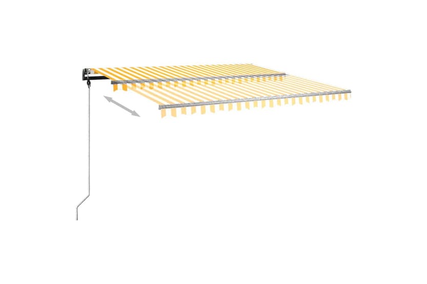 vidaXL 3070218 Manual Retractable Awning With Posts 4x3.5 M Yellow And White vidaXL 3070218 Manual Retractable Awning With Posts 4x3.5 M Yellow And White