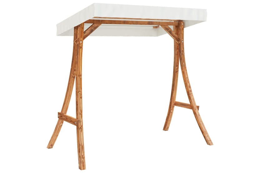 vidaXL 313937 Swing Frame With Cream Roof Solid Bent Wood With Teak Finish vidaXL 313937 Swing Frame With Cream Roof Solid Bent Wood With Teak Finish