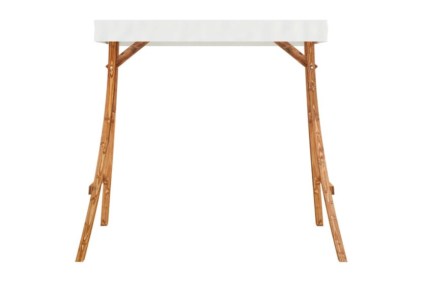 vidaXL 313937 Swing Frame With Cream Roof Solid Bent Wood With Teak Finish vidaXL 313937 Swing Frame With Cream Roof Solid Bent Wood With Teak Finish