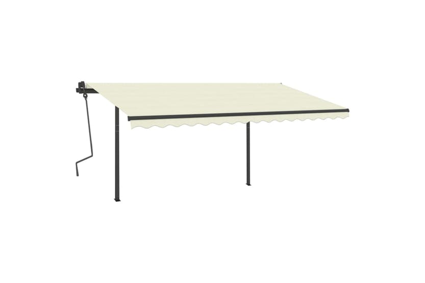 vidaXL 3070217 Manual Retractable Awning With Posts 4x3.5 M Cream vidaXL 3070217 Manual Retractable Awning With Posts 4x3.5 M Cream