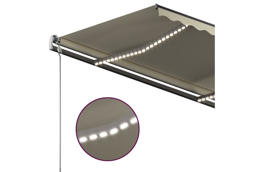 vidaXL 3070222 Manual Retractable Awning With Led 4x3.5 M Cream vidaXL 3070222 Manual Retractable Awning With Led 4x3.5 M Cream