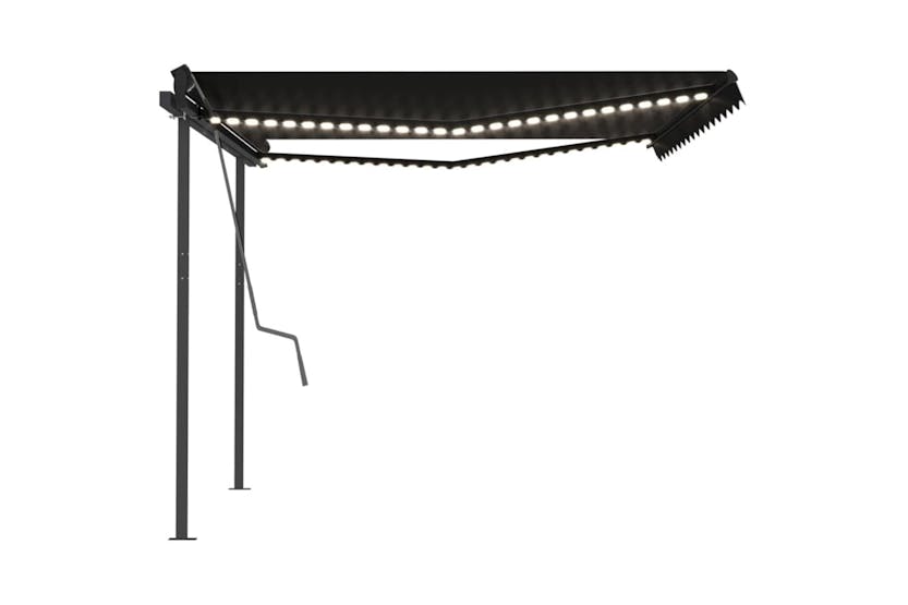 vidaXL 3070144 Manual Retractable Awning With Led 4x3 M Anthracite vidaXL 3070144 Manual Retractable Awning With Led 4x3 M Anthracite