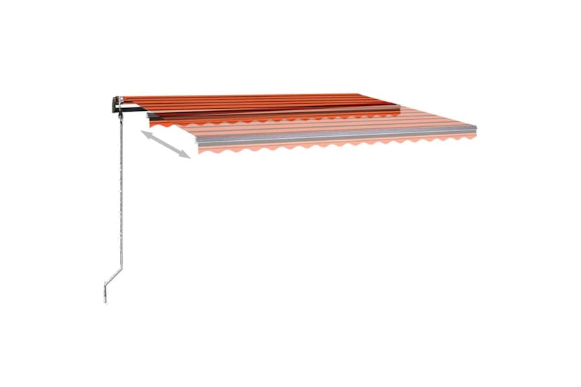 vidaXL 3070145 Manual Retractable Awning With Led 4x3 M Orange And Brown vidaXL 3070145 Manual Retractable Awning With Led 4x3 M Orange And Brown