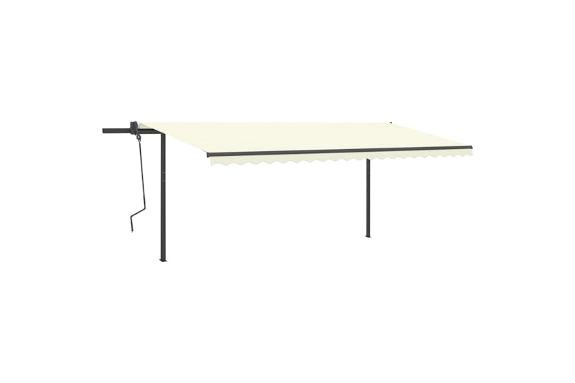 vidaXL 3070257 Manual Retractable Awning With Posts 5x3.5 M Cream vidaXL 3070257 Manual Retractable Awning With Posts 5x3.5 M Cream