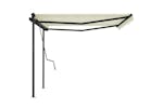 vidaXL 3070217 Manual Retractable Awning With Posts 4x3.5 M Cream vidaXL 3070217 Manual Retractable Awning With Posts 4x3.5 M Cream