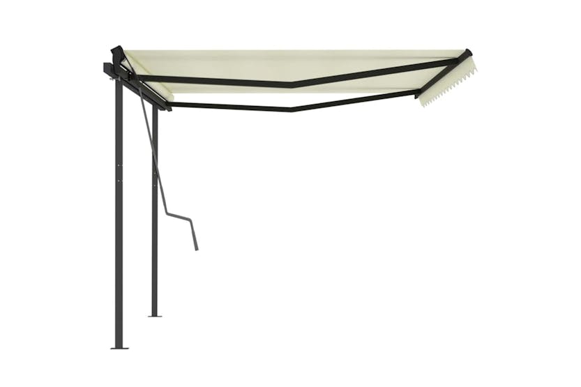 vidaXL 3070217 Manual Retractable Awning With Posts 4x3.5 M Cream vidaXL 3070217 Manual Retractable Awning With Posts 4x3.5 M Cream