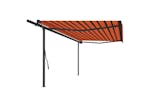 vidaXL 3070260 Manual Retractable Awning With Posts 5x3.5 M Orange And Brown vidaXL 3070260 Manual Retractable Awning With Posts 5x3.5 M Orange And Brown