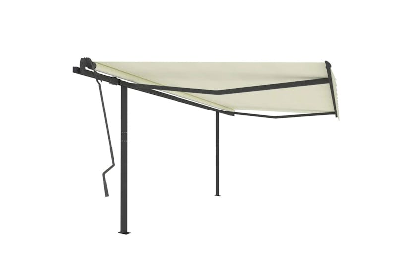vidaXL 3070217 Manual Retractable Awning With Posts 4x3.5 M Cream vidaXL 3070217 Manual Retractable Awning With Posts 4x3.5 M Cream