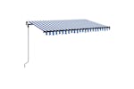Vidaxl Manual Retractable Awning With Led 400x300 Cm Blue And White Vidaxl Manual Retractable Awning With Led 400x300 Cm Blue And White