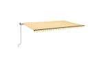 vidaXL 3069138 Manual Retractable Awning 500x300cm Yellow And White vidaXL 3069138 Manual Retractable Awning 500x300cm Yellow And White