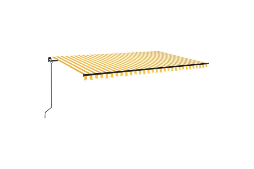 vidaXL 3069138 Manual Retractable Awning 500x300cm Yellow And White vidaXL 3069138 Manual Retractable Awning 500x300cm Yellow And White