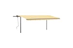 vidaXL 3070258 Manual Retractable Awning With Posts 5x3.5 M Yellow And White vidaXL 3070258 Manual Retractable Awning With Posts 5x3.5 M Yellow And White