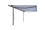 vidaXL 3070256 Manual Retractable Awning With Posts 5x3.5 M Blue And White vidaXL 3070256 Manual Retractable Awning With Posts 5x3.5 M Blue And White