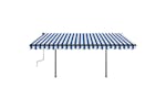 vidaXL 3070216 Manual Retractable Awning With Posts 4x3.5 M Blue And White vidaXL 3070216 Manual Retractable Awning With Posts 4x3.5 M Blue And White