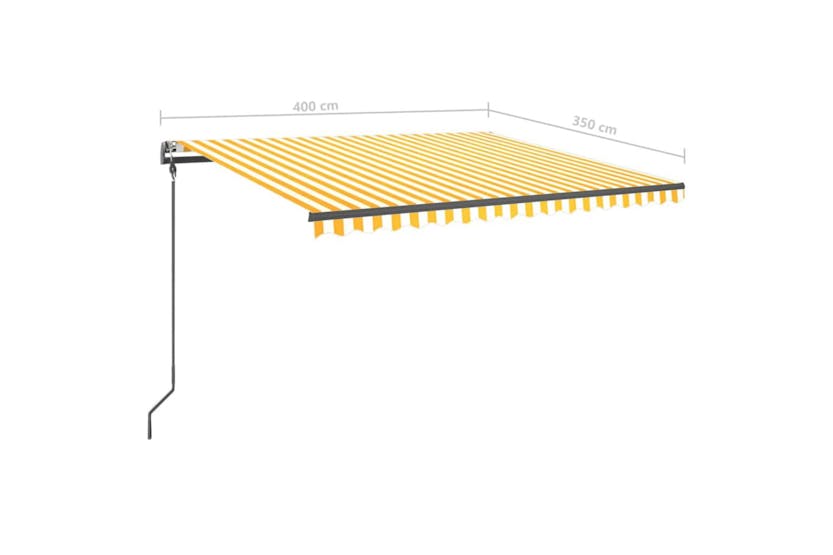vidaXL 3070218 Manual Retractable Awning With Posts 4x3.5 M Yellow And White vidaXL 3070218 Manual Retractable Awning With Posts 4x3.5 M Yellow And White