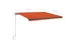 vidaXL 3070225 Manual Retractable Awning With Led 4x3.5 M Orange And Brown vidaXL 3070225 Manual Retractable Awning With Led 4x3.5 M Orange And Brown