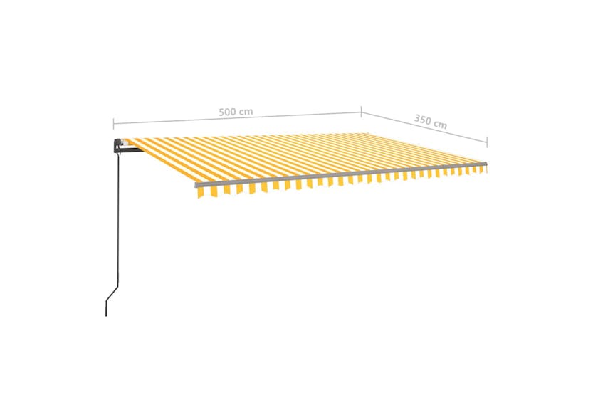 vidaXL 3070258 Manual Retractable Awning With Posts 5x3.5 M Yellow And White vidaXL 3070258 Manual Retractable Awning With Posts 5x3.5 M Yellow And White
