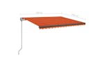 vidaXL 3070220 Manual Retractable Awning With Posts 4x3.5 M Orange And Brown vidaXL 3070220 Manual Retractable Awning With Posts 4x3.5 M Orange And Brown