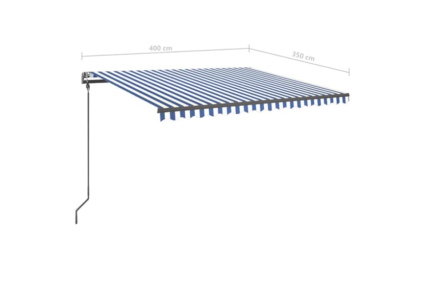 vidaXL 3070216 Manual Retractable Awning With Posts 4x3.5 M Blue And White vidaXL 3070216 Manual Retractable Awning With Posts 4x3.5 M Blue And White