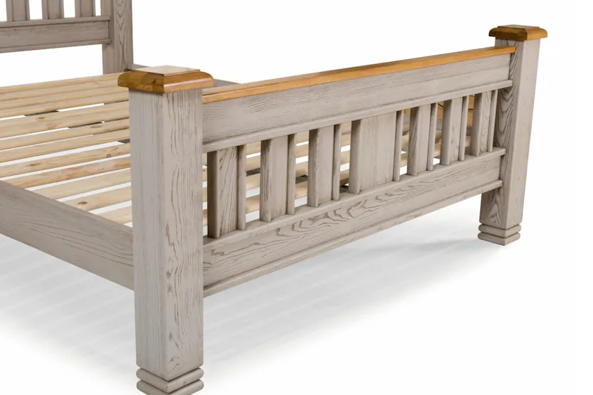 Lancaster Bed Frame | Double | 4ft6 | Aged Grey/Oak Lancaster Bed Frame | Double | 4ft6 | Aged Grey/Oak