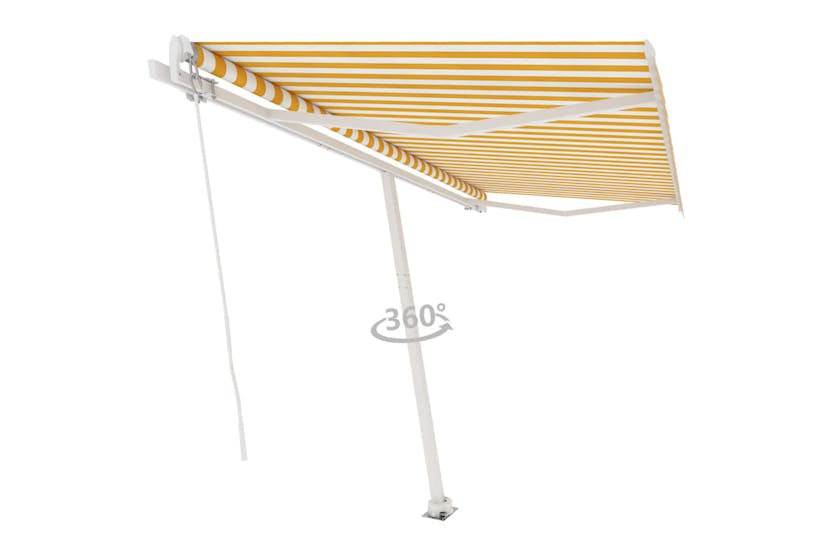 vidaXL 3069618 Freestanding Manual Retractable Awning 400x350cm Yellow/white vidaXL 3069618 Freestanding Manual Retractable Awning 400x350cm Yellow/white