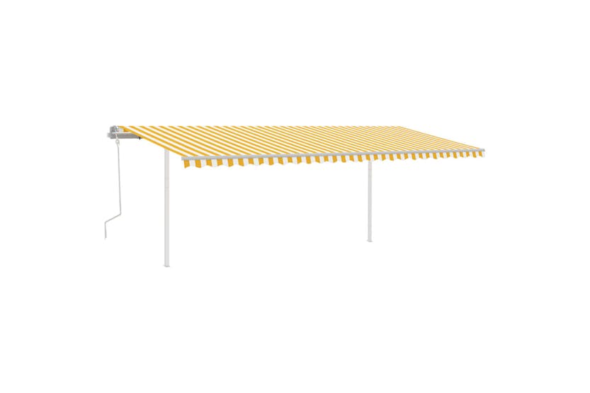 vidaXL 3070083 Manual Retractable Awning With Led 6x3.5 M Yellow And White vidaXL 3070083 Manual Retractable Awning With Led 6x3.5 M Yellow And White