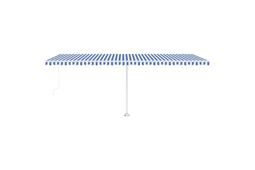 vidaXL 3069681 Manual Retractable Awning With Led 600x350cm Blue And White vidaXL 3069681 Manual Retractable Awning With Led 600x350cm Blue And White
