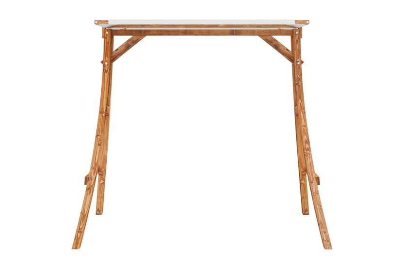 vidaXL 313935 Swing Frame With Cream Roof Solid Bent Wood With Teak Finish vidaXL 313935 Swing Frame With Cream Roof Solid Bent Wood With Teak Finish