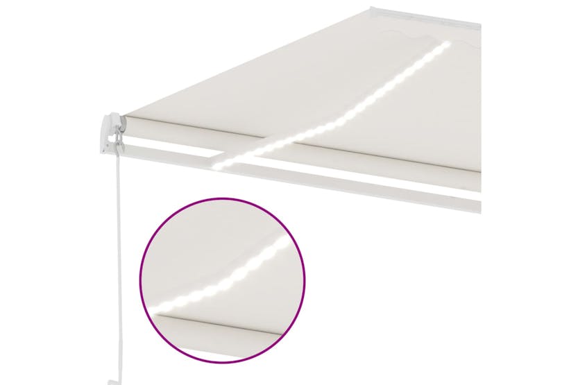 vidaXL 3069682 Manual Retractable Awning With Led 600x350cm Cream vidaXL 3069682 Manual Retractable Awning With Led 600x350cm Cream