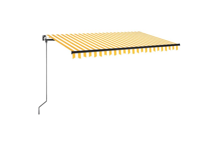vidaXL 3069178 Manual Retractable Awning 400x350cm Yellow And White vidaXL 3069178 Manual Retractable Awning 400x350cm Yellow And White