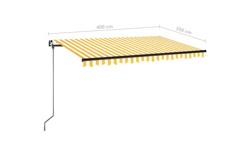 vidaXL 3069178 Manual Retractable Awning 400x350cm Yellow And White vidaXL 3069178 Manual Retractable Awning 400x350cm Yellow And White