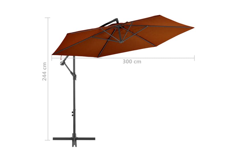 vidaXL 313755 Cantilever Umbrella With Aluminium Pole Terracotta 300cm vidaXL 313755 Cantilever Umbrella With Aluminium Pole Terracotta 300cm