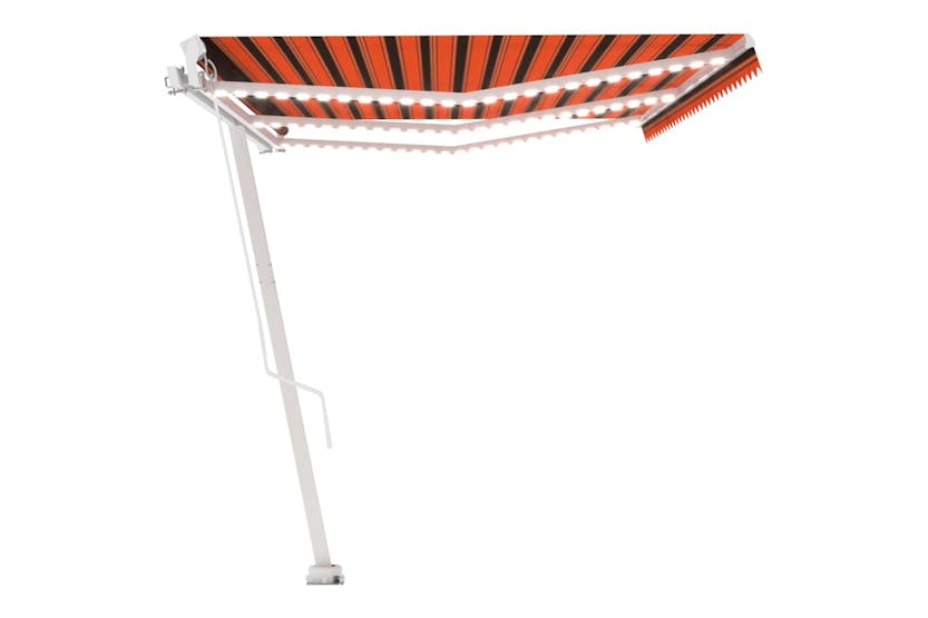 vidaXL 3069685 Manual Retractable Awning With Led 600x350cm Orange And Brown vidaXL 3069685 Manual Retractable Awning With Led 600x350cm Orange And Brown