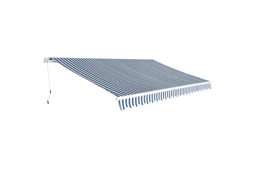 vidaXL 42154 Folding Awning Manual-operated 500cm Blue And White vidaXL 42154 Folding Awning Manual-operated 500cm Blue And White