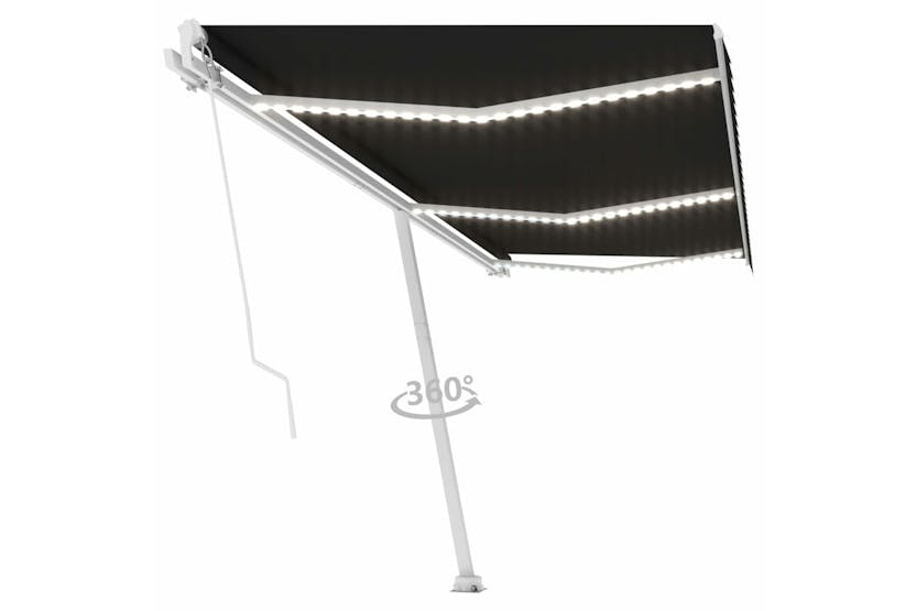 vidaXL 3069684 Manual Retractable Awning With Led 600x350cm Anthracite vidaXL 3069684 Manual Retractable Awning With Led 600x350cm Anthracite