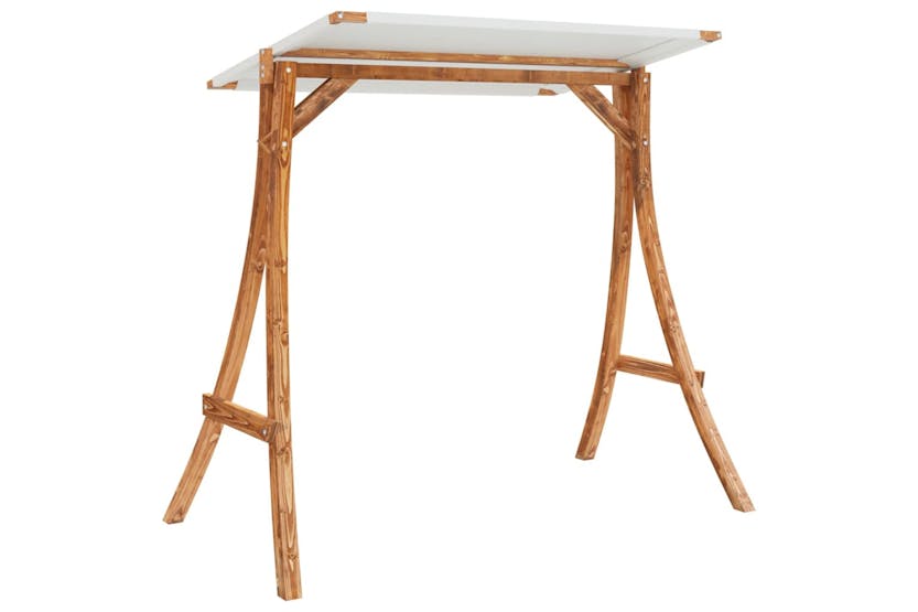 vidaXL 313935 Swing Frame With Cream Roof Solid Bent Wood With Teak Finish vidaXL 313935 Swing Frame With Cream Roof Solid Bent Wood With Teak Finish