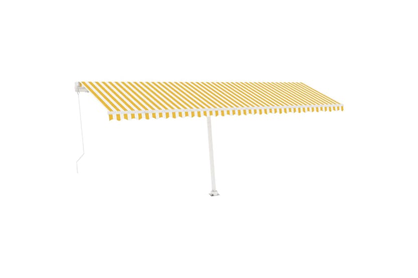 vidaXL 3069683 Manual Retractable Awning With Led 600x350cm Yellow And White vidaXL 3069683 Manual Retractable Awning With Led 600x350cm Yellow And White