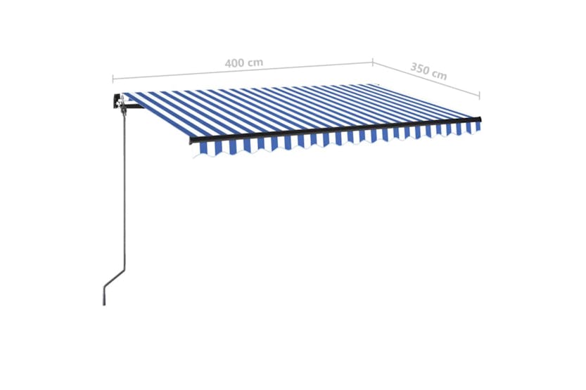 vidaXL 3069176 Manual Retractable Awning 400x350cm Blue And White vidaXL 3069176 Manual Retractable Awning 400x350cm Blue And White