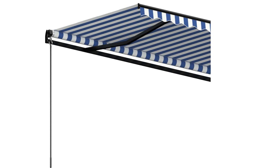 vidaXL 3069176 Manual Retractable Awning 400x350cm Blue And White vidaXL 3069176 Manual Retractable Awning 400x350cm Blue And White