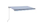vidaXL 3069176 Manual Retractable Awning 400x350cm Blue And White vidaXL 3069176 Manual Retractable Awning 400x350cm Blue And White