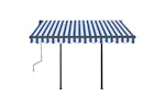 vidaXL 3070096 Manual Retractable Awning With Posts 3x2.5 M Blue And White vidaXL 3070096 Manual Retractable Awning With Posts 3x2.5 M Blue And White