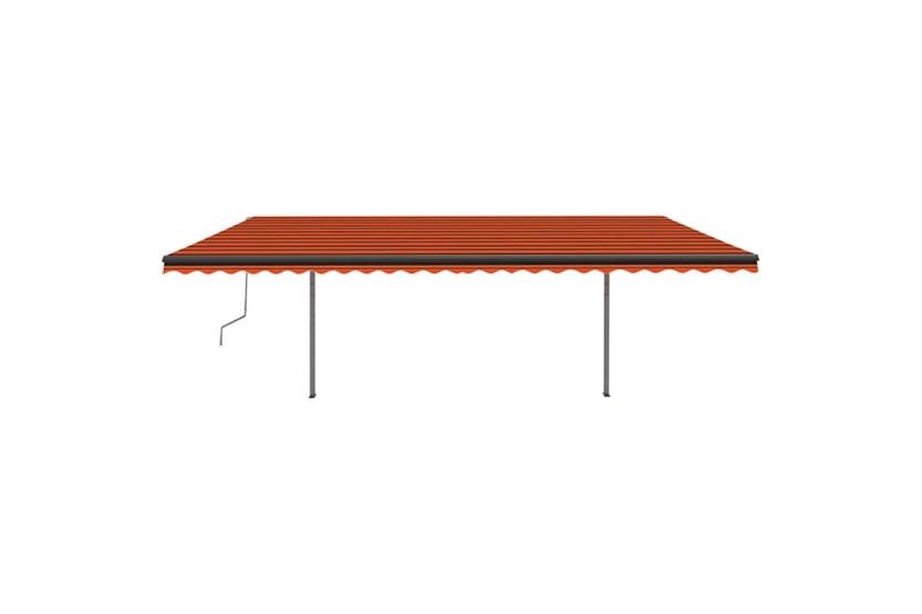 vidaXL 3070120 Manual Retractable Awning With Posts 3.5x2.5 M Orange And Brown vidaXL 3070120 Manual Retractable Awning With Posts 3.5x2.5 M Orange And Brown