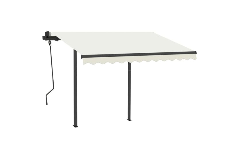 vidaXL 3070097 Manual Retractable Awning With Posts 3x2.5 M Cream vidaXL 3070097 Manual Retractable Awning With Posts 3x2.5 M Cream